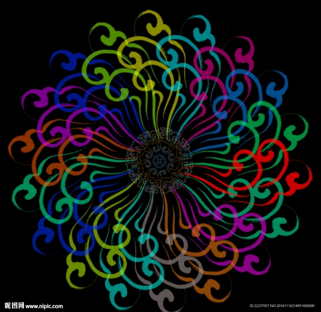 圆形古典花纹纹理花型