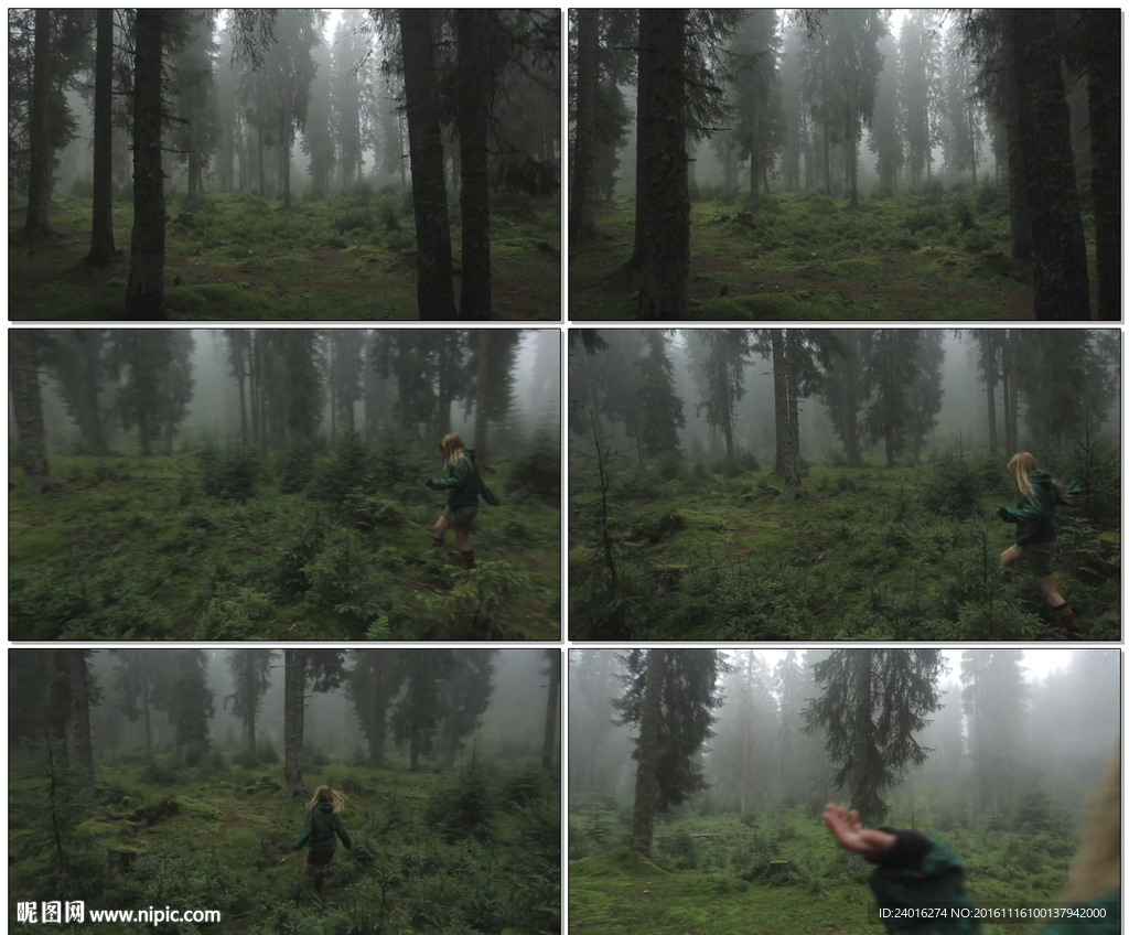 少女在山林间奔跑