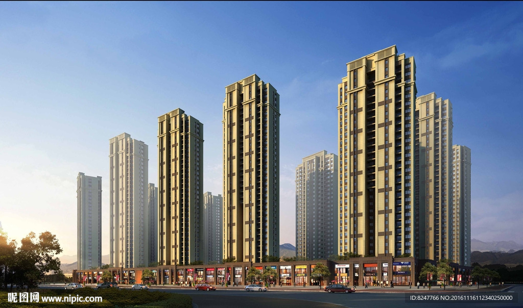 住宅区商业街建筑效果图