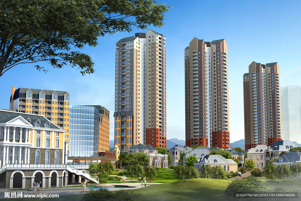 住宅区后山草坪景观效果图