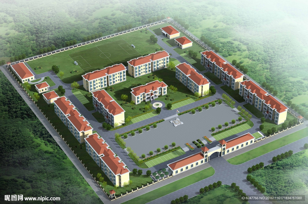 宣传部鸟瞰建筑效果图