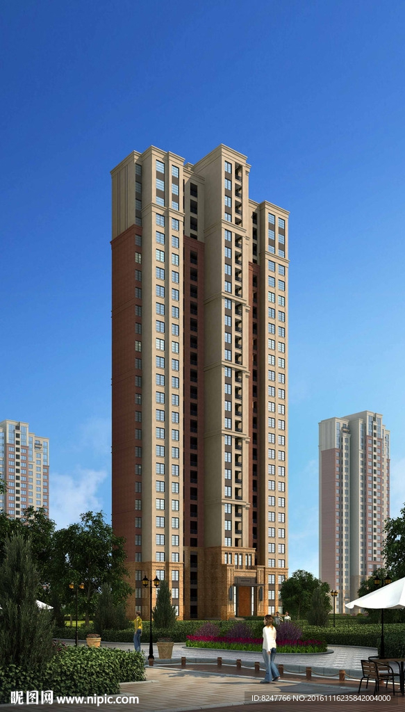 高层住宅区建筑效果图