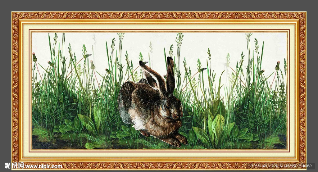 兔子油画