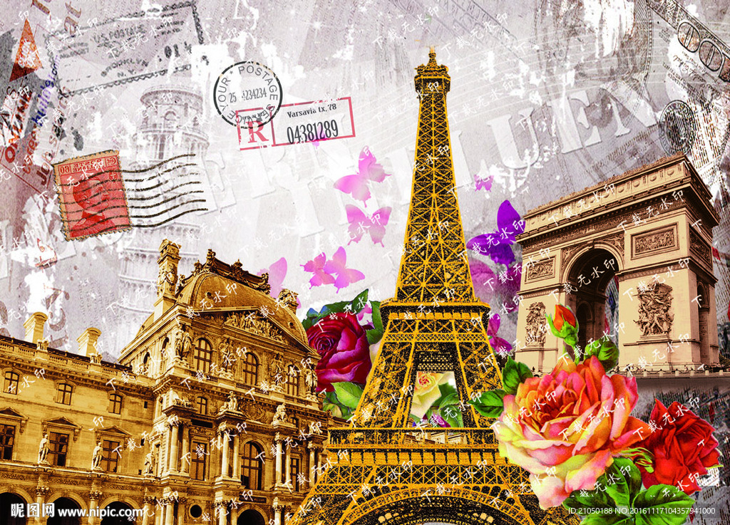 欧美建筑巴黎铁塔