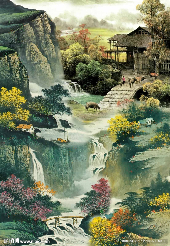 玄关国画背景墙