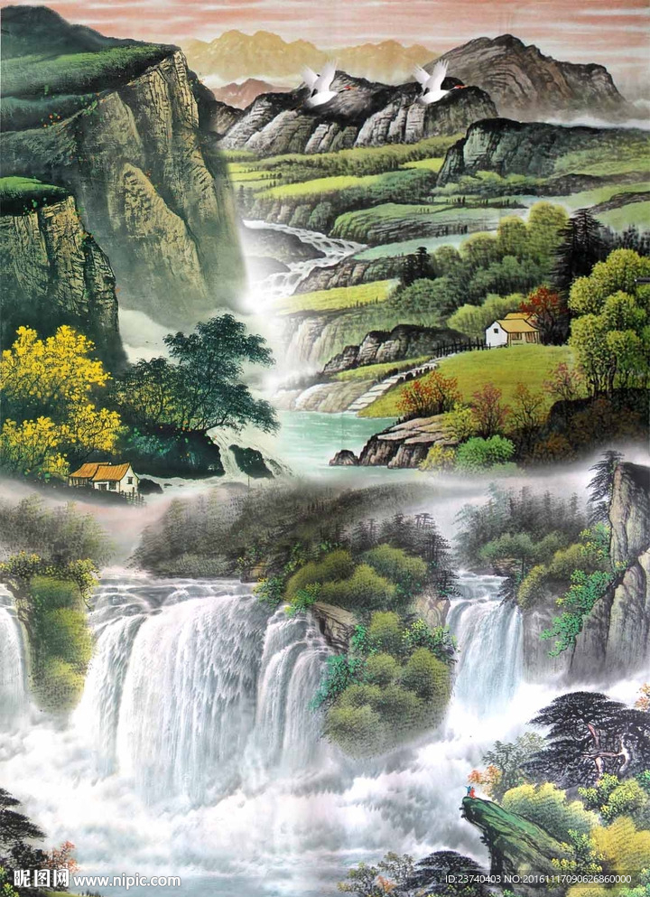 山水玄关国画