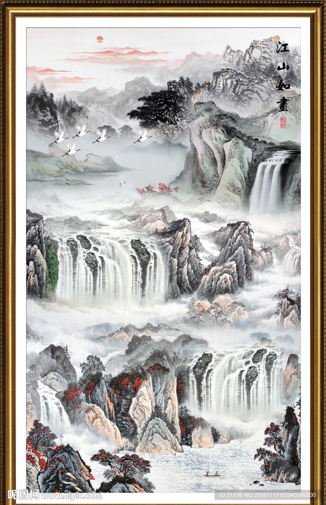 竖幅山水画