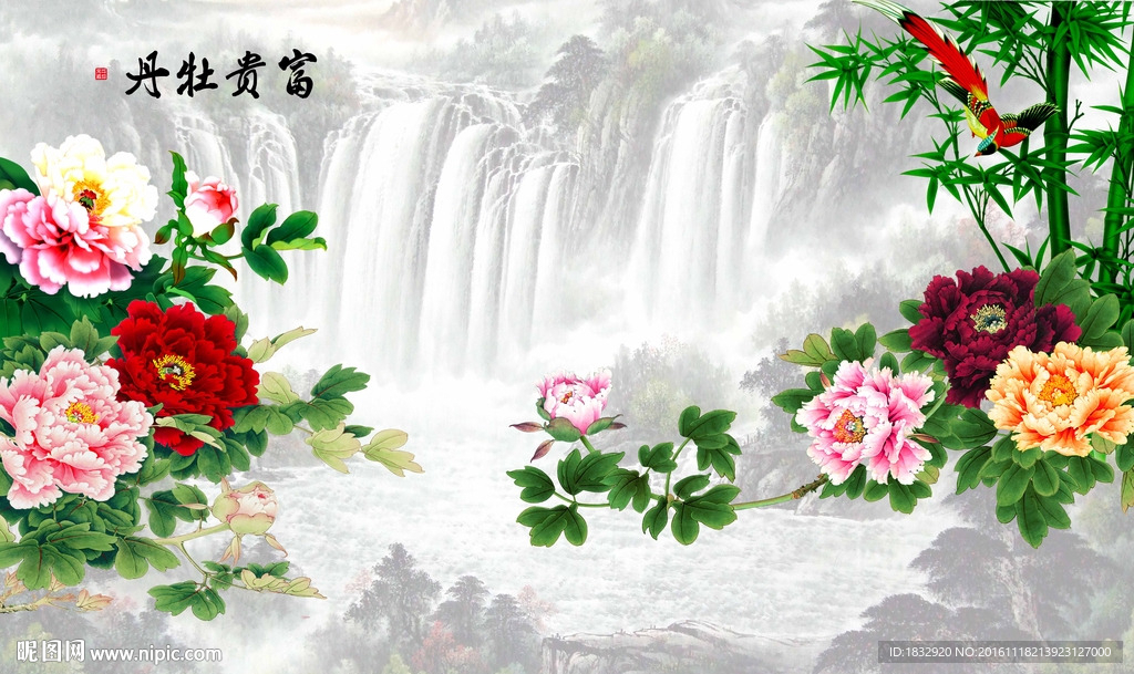 牡丹壁画