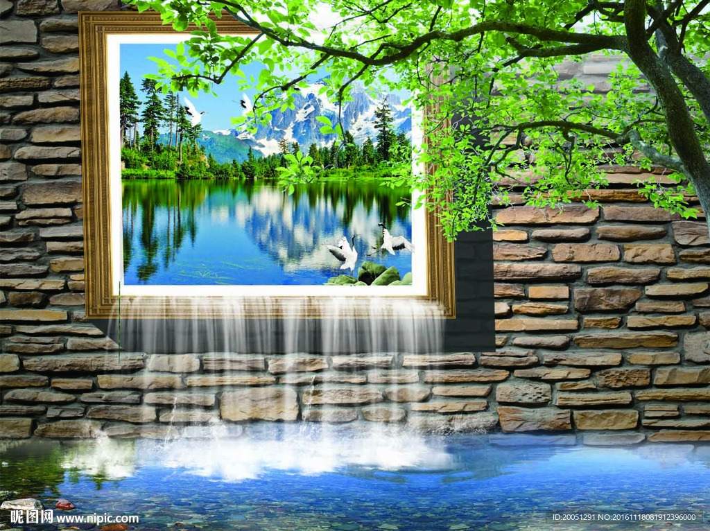 流水电视背景墙