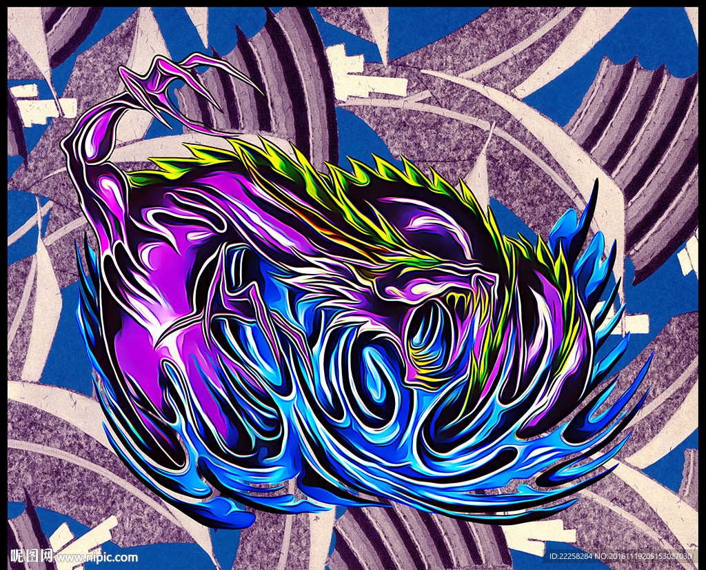 装饰画龙图片分层