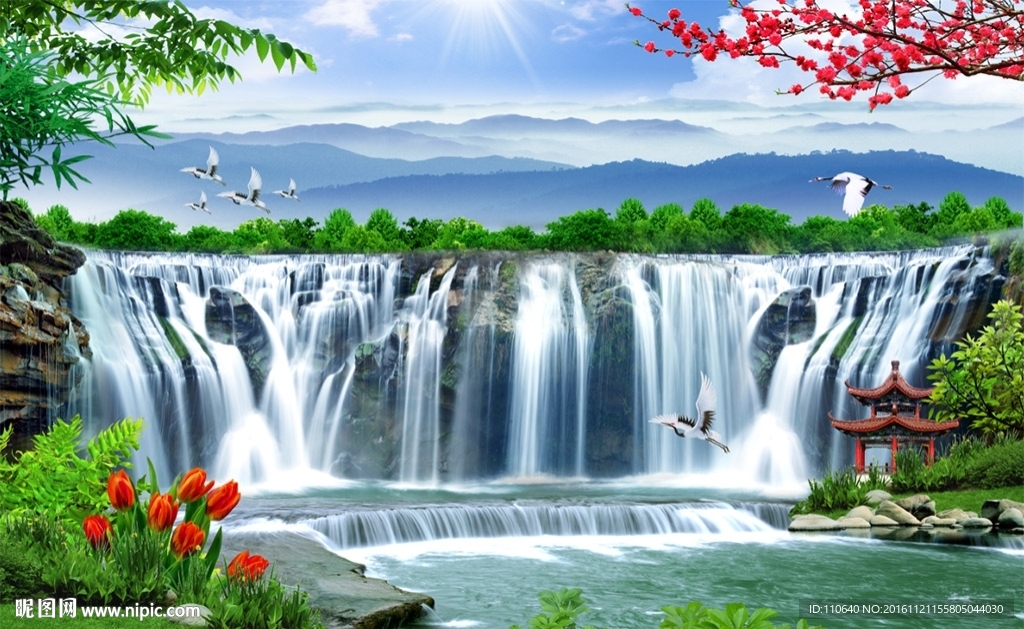 风景画背景墙图片