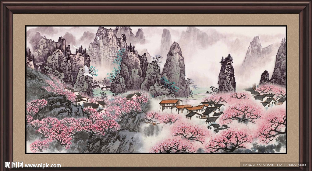 乡村国画 万家灯火