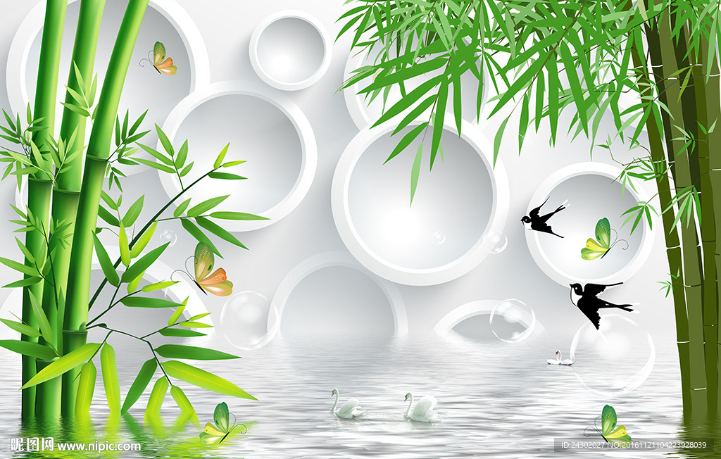 3D时尚竹子影视背景墙