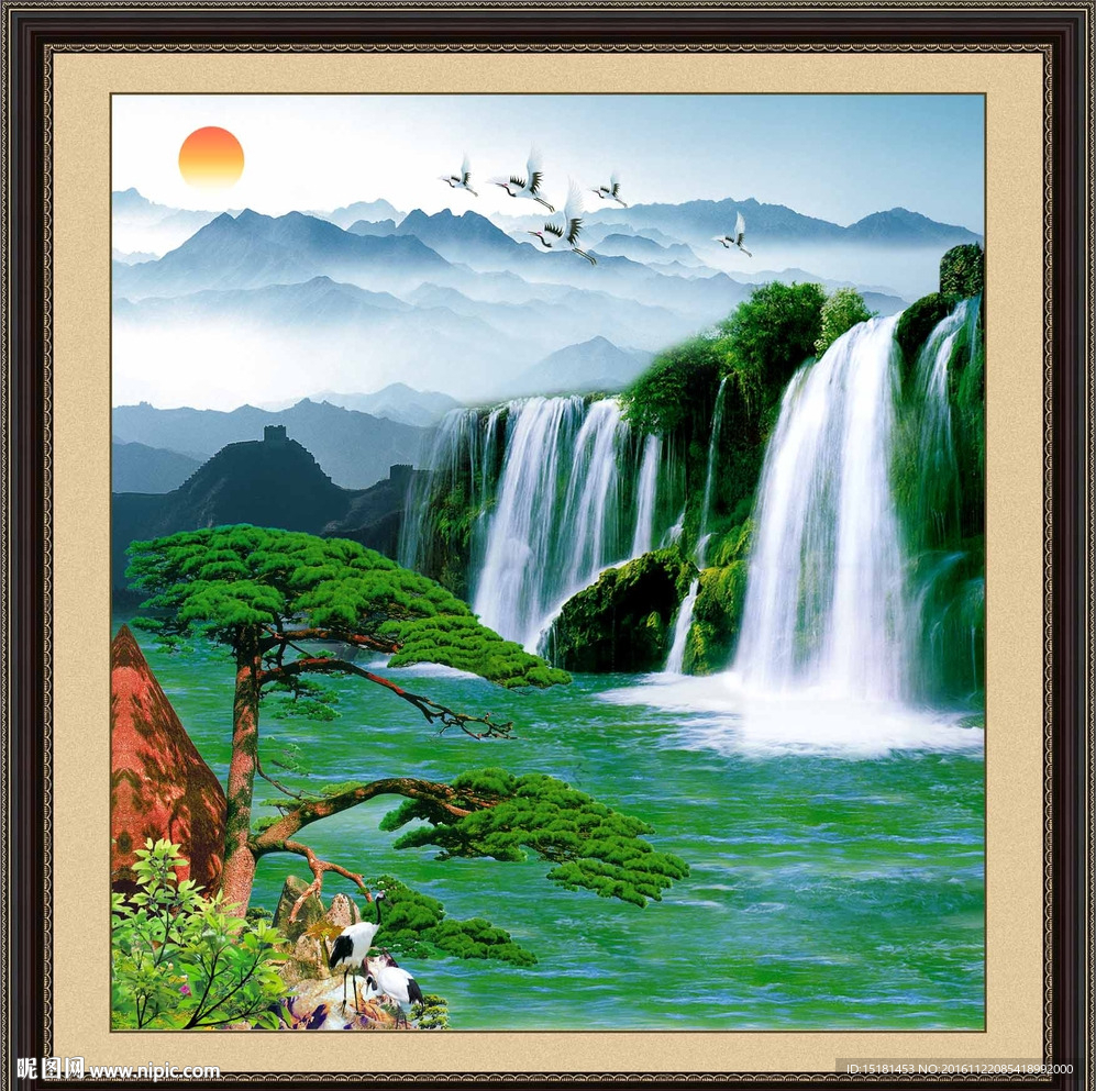 山水风景迎客松