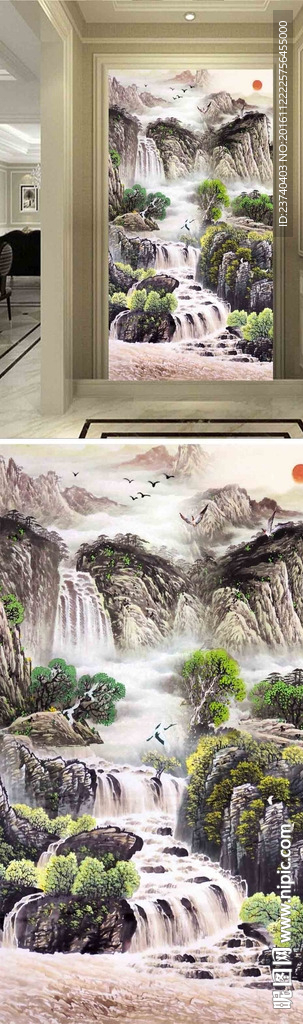国画玄关背景墙