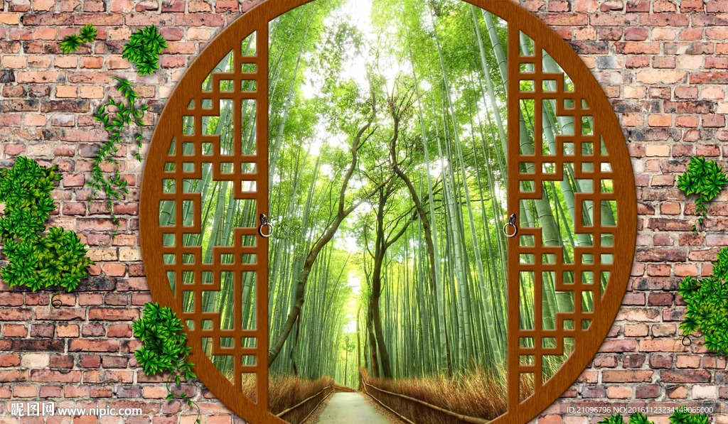 电视背景墙竹林