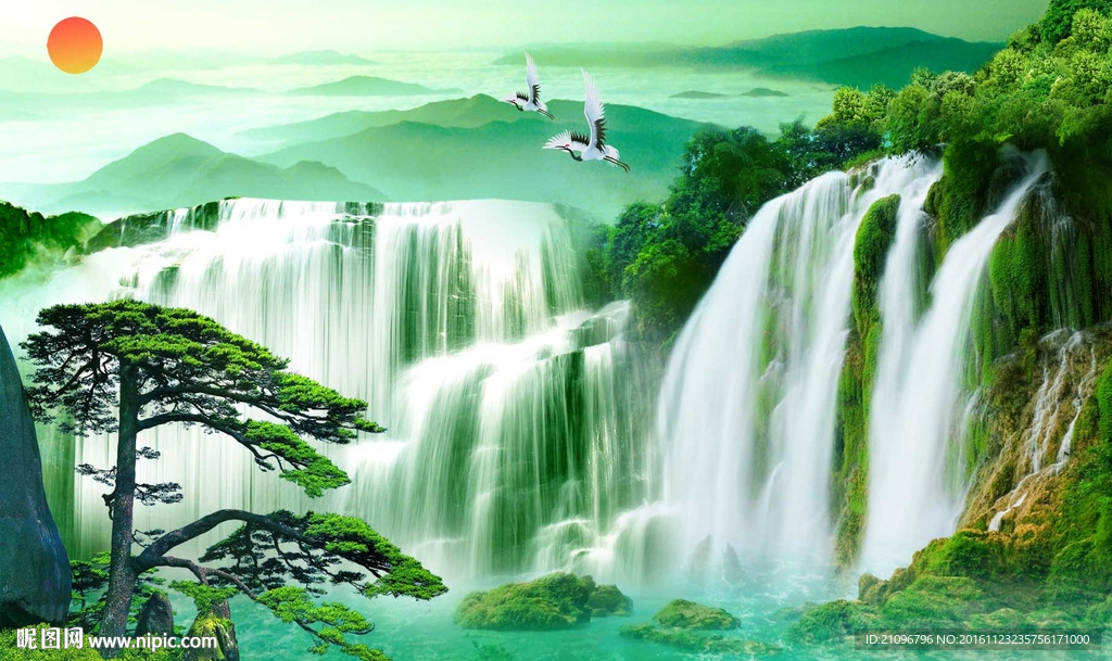 山水风景电视背景墙
