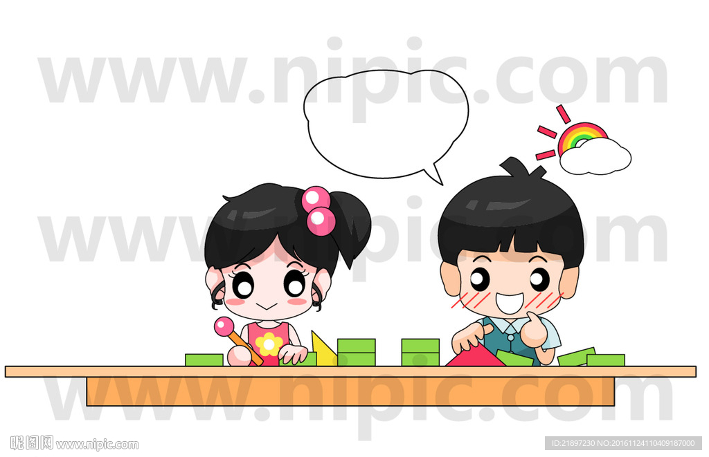卡通小男孩小女孩