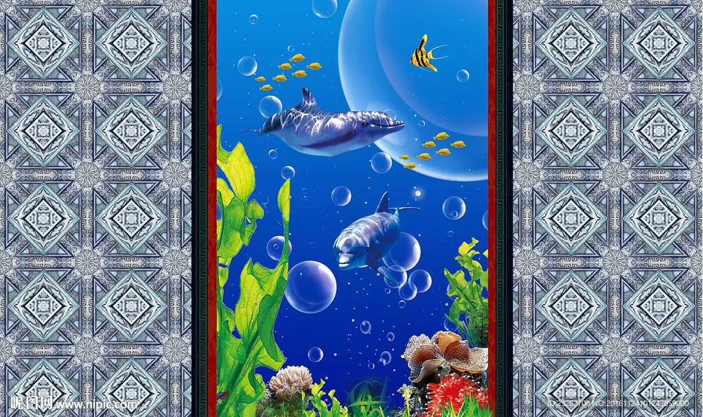 艺术海洋屏风电视背景墙装饰画