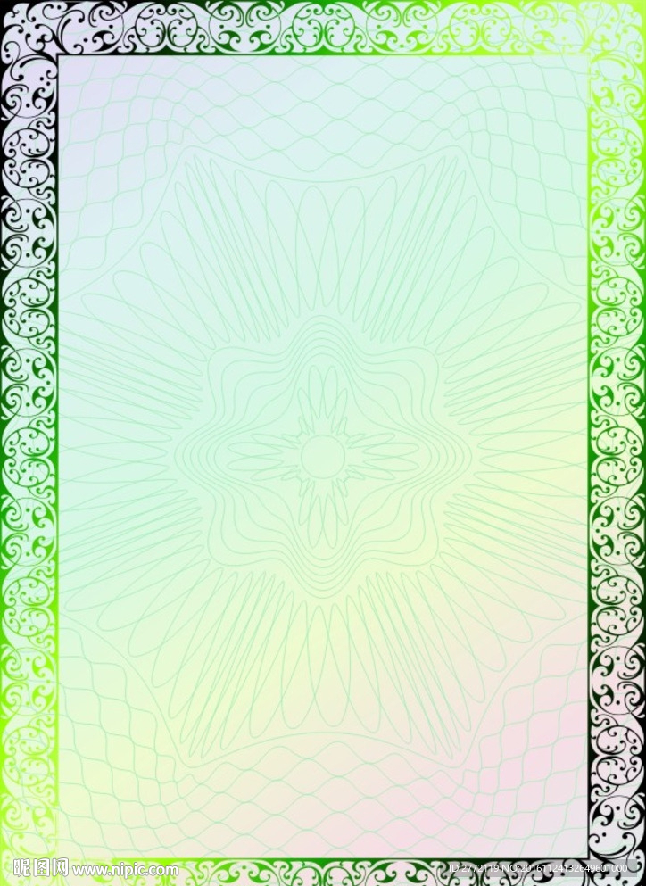 翠绿花叶 环保证书纹