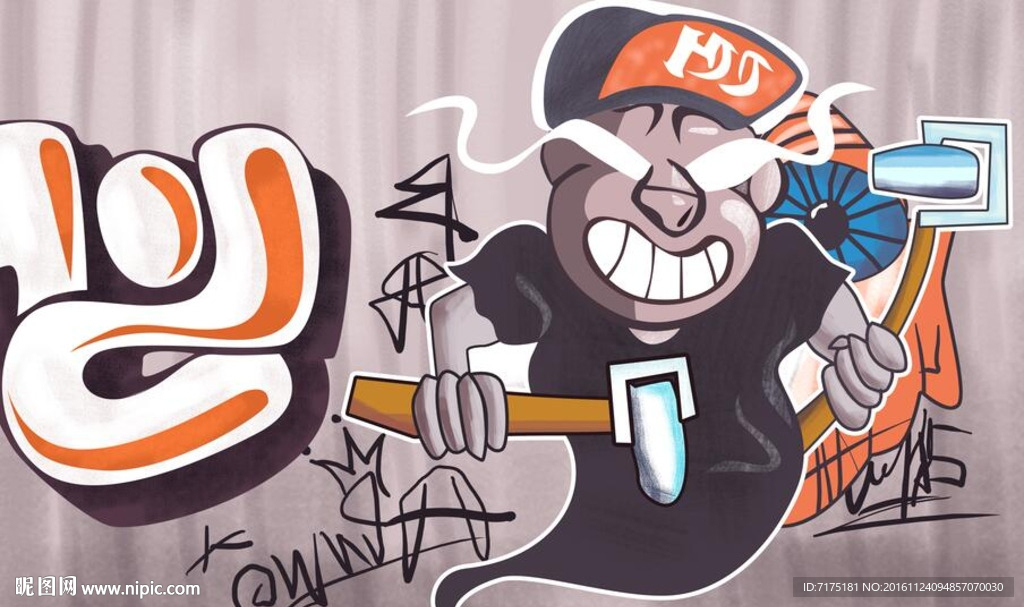 手绘涂鸦背景墙