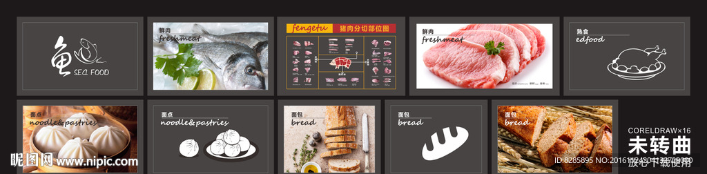超市广告 猪肉分割图 熟食
