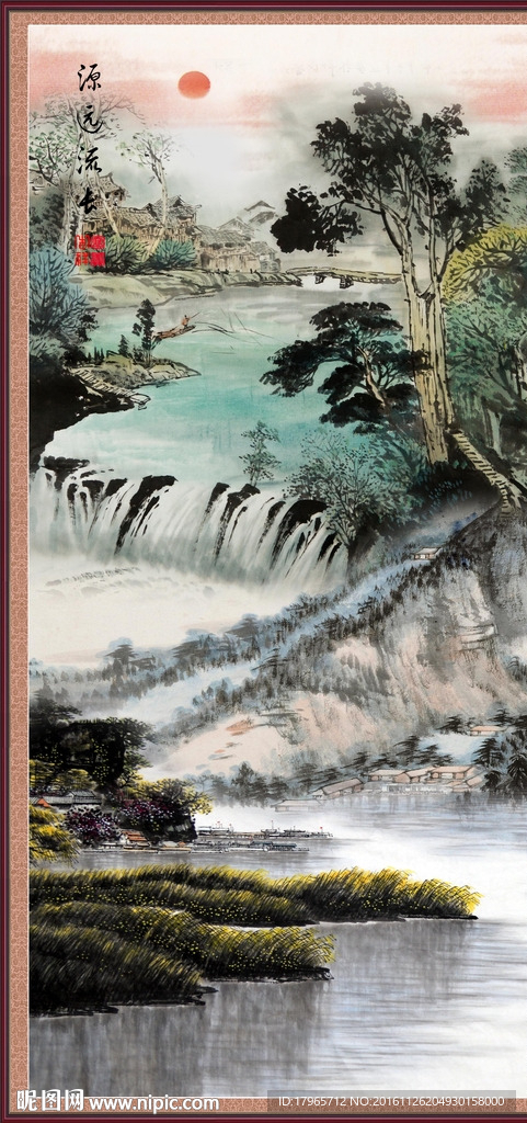 流水生财国画