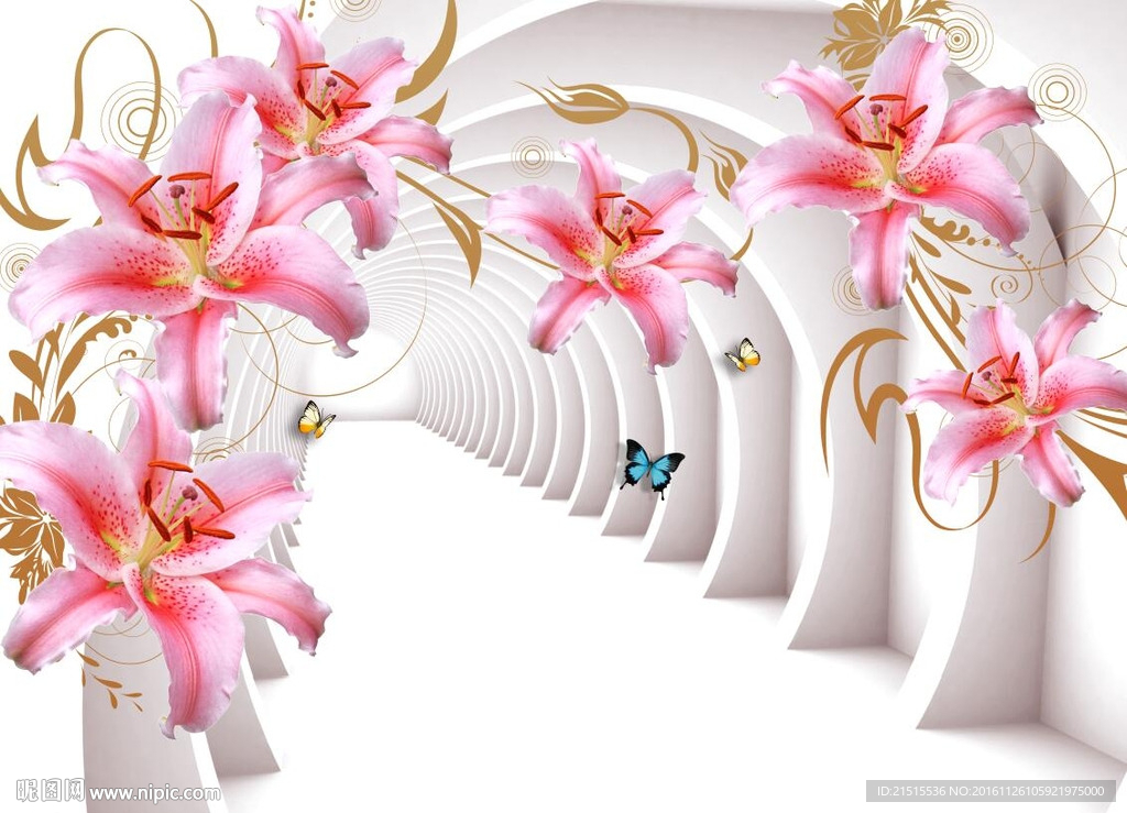 3D空间百合花