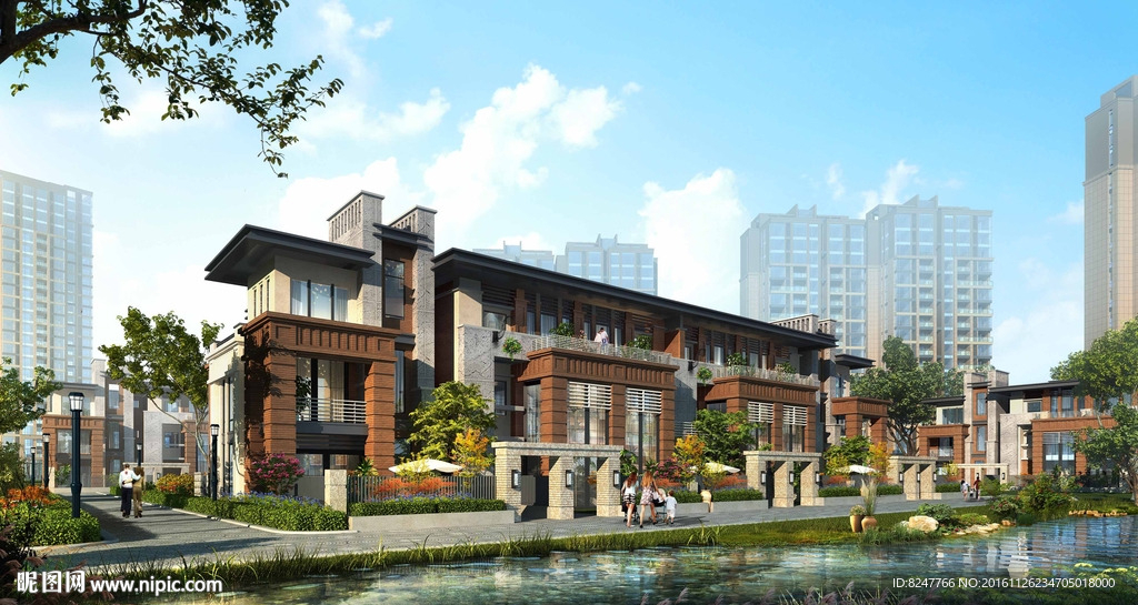 别墅景观建筑效果图