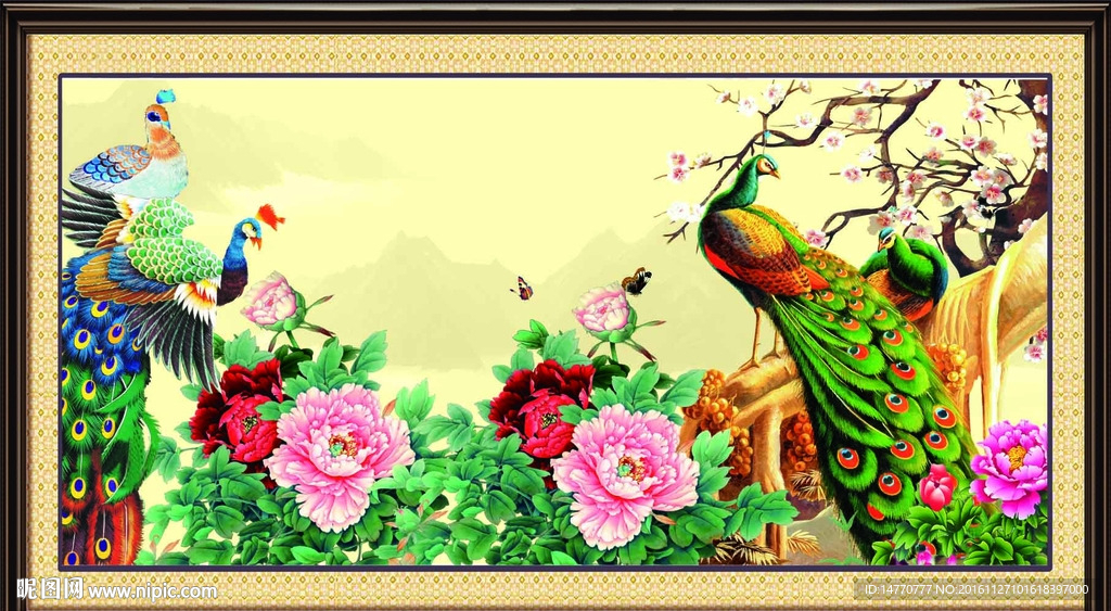 花鸟孔雀图