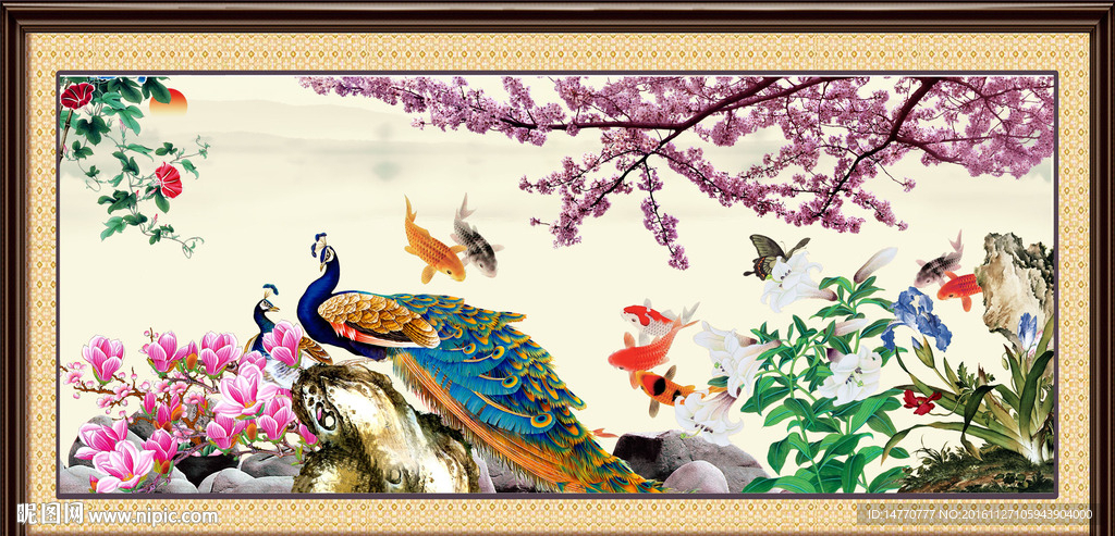 花鸟孔雀图