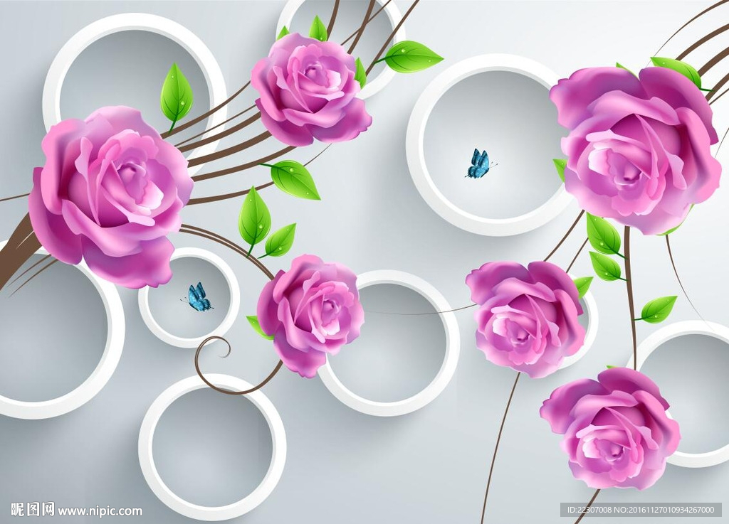 3D圆圈玫瑰花