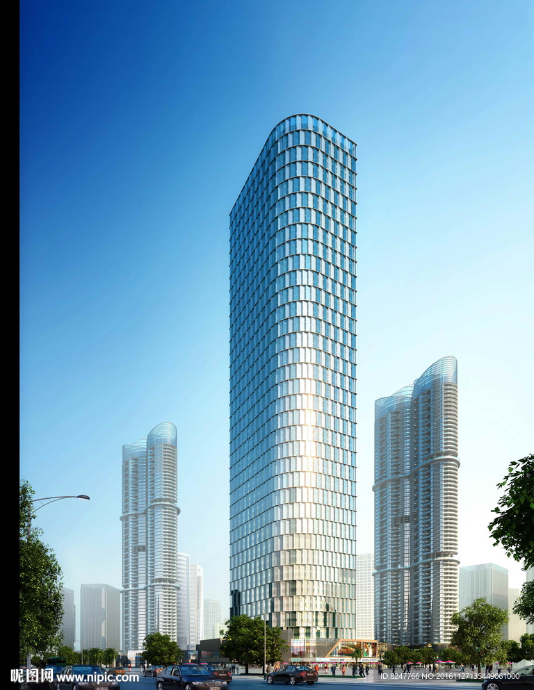 高层CBD商务中心建筑效果图