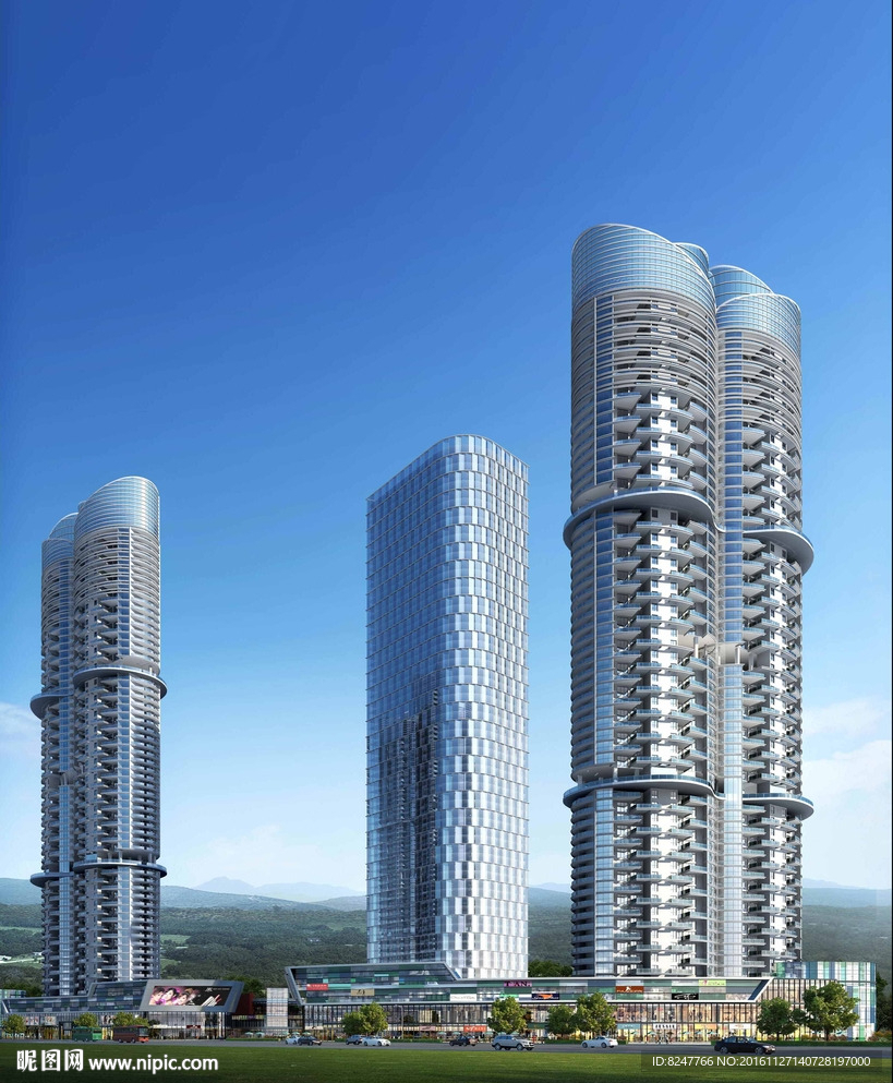 圆形高层住宅建筑效果图