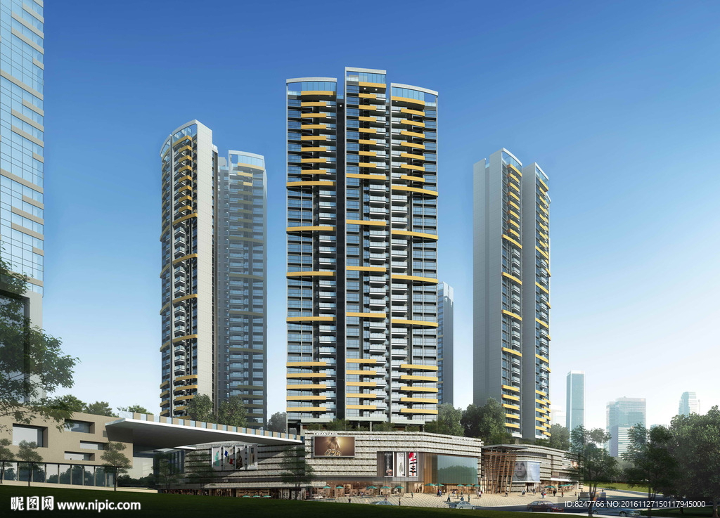 高档商业住宅建筑效果图