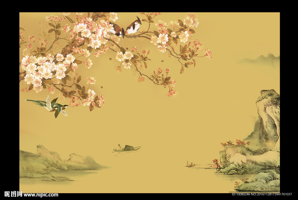 电视机背景 国画梅花