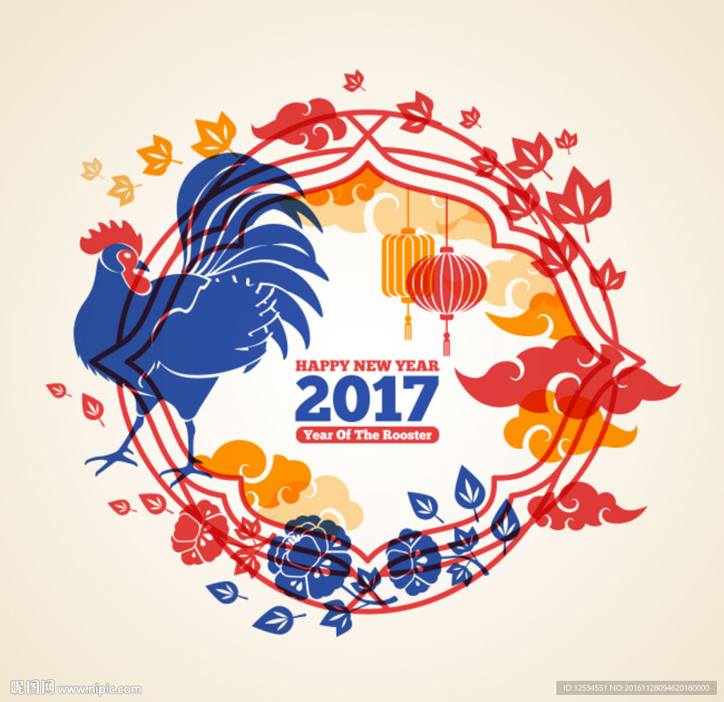 2017鸡年矢量海报设计
