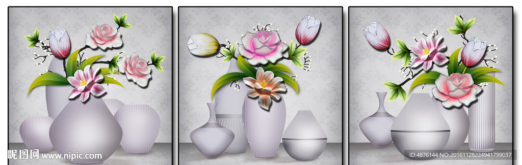 浮雕画花瓶无框画