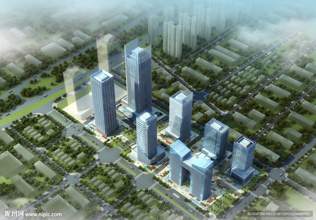 智能时代广场鸟瞰建筑效果图