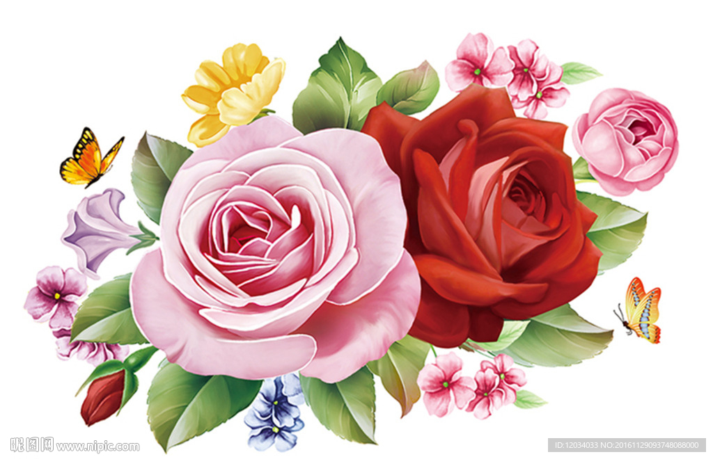 清新玫瑰 图层分层