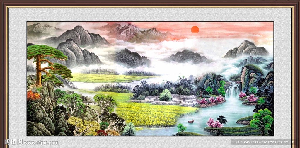 国画迎客松