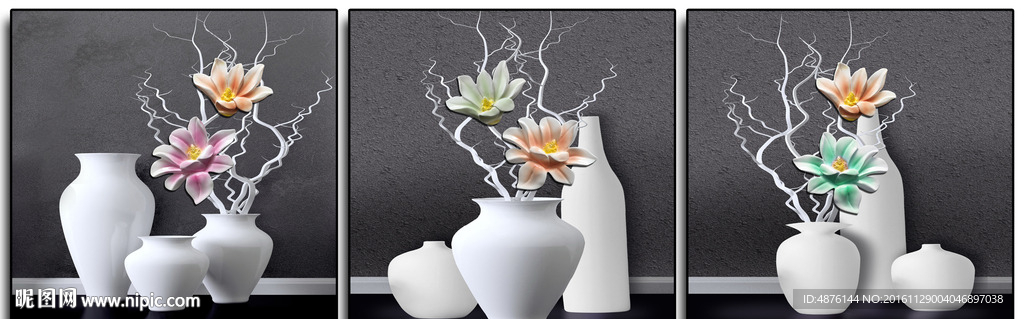 浮雕画花瓶无框画