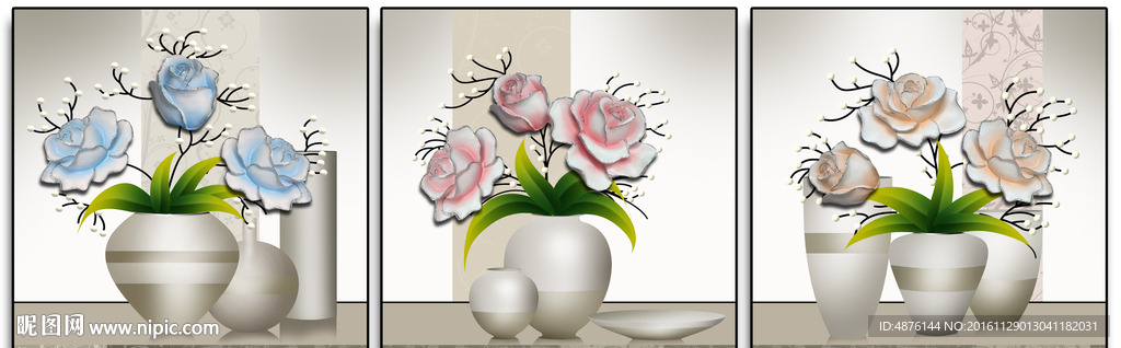 浮雕画花瓶无框画
