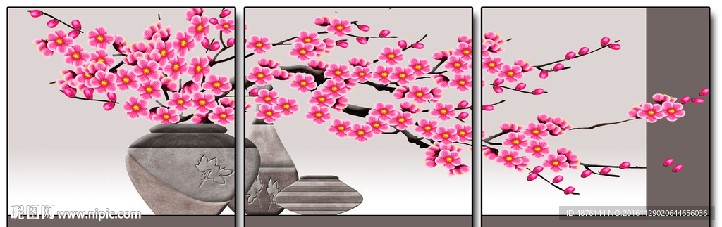 浮雕画花瓶无框画