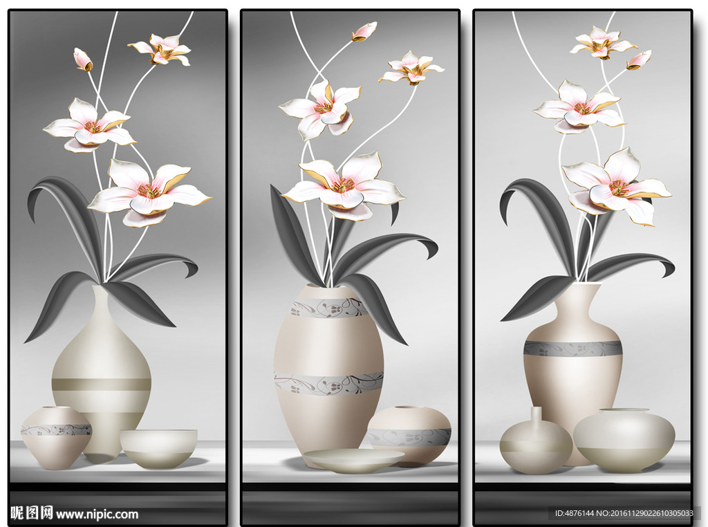 浮雕画花瓶无框画
