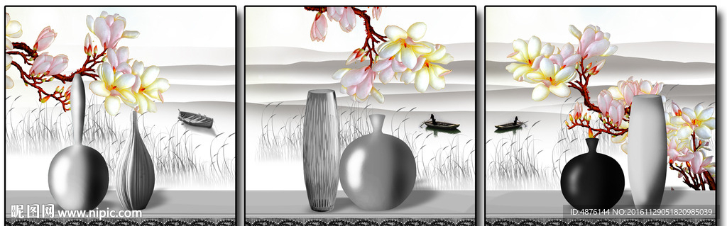 浮雕画花瓶无框画