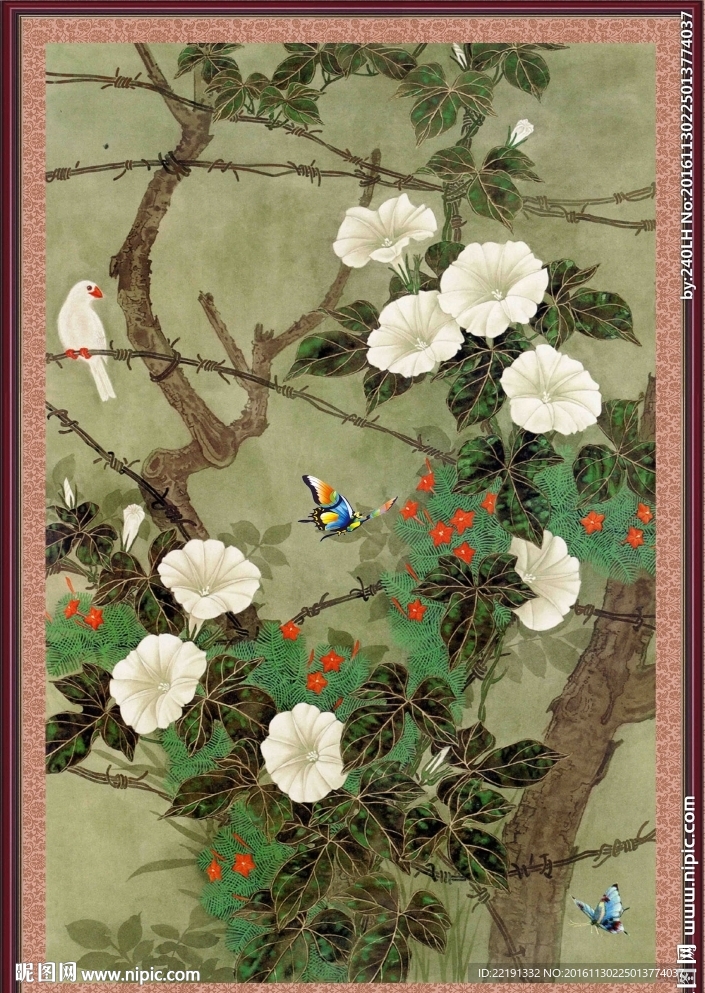 天牛花国画