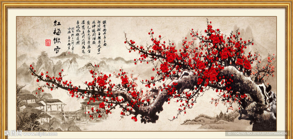 红梅傲雪