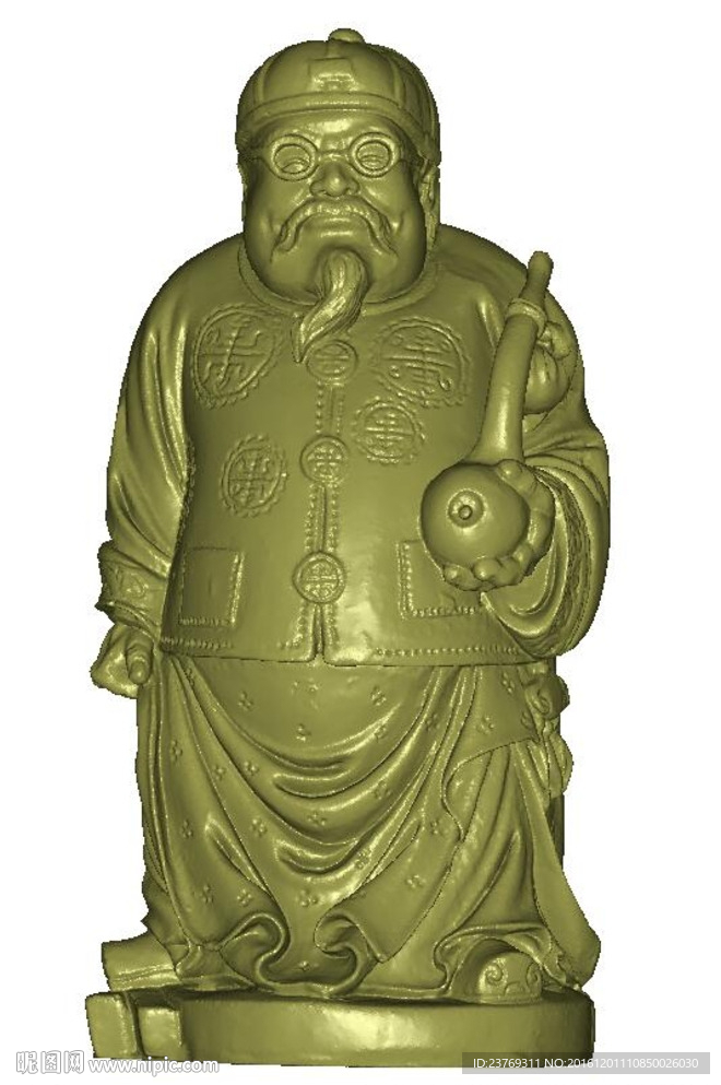 地主财主烟斗四轴三维立体圆雕