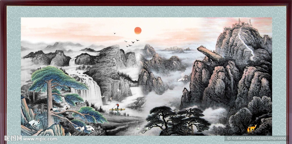 国画迎客松